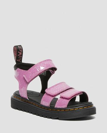 Kids' Dr Martens Junior Klaire Glitter Sandals Pink | AU 717BEX